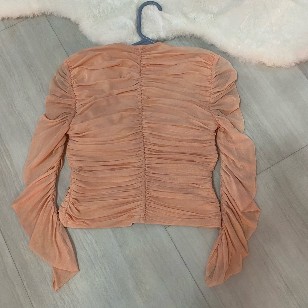 Express Peach Ruched Blouse - Picture 3 of 4